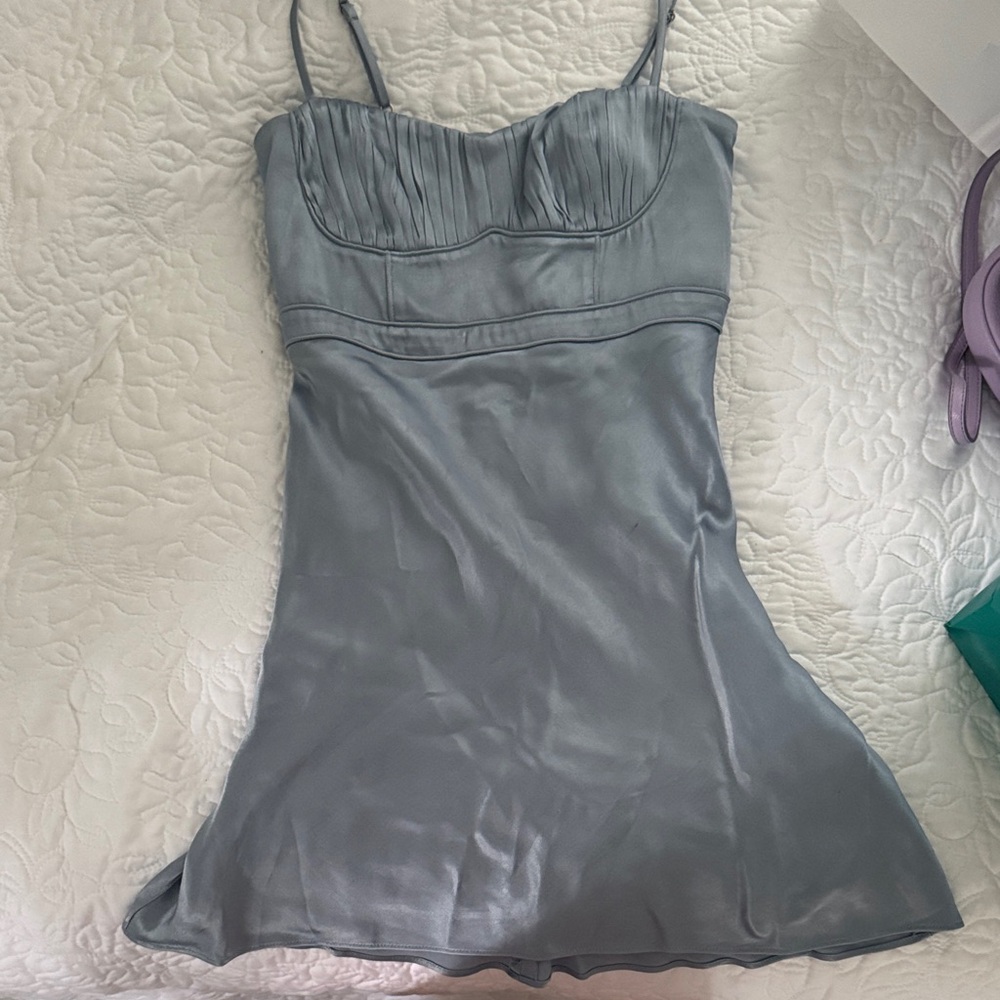 Shona Joy Silver Spaghetti Strap Dress